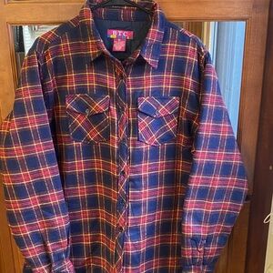Men’s XL BTC Vibrant Multicolor Plaid Shacket Outdoor Fall Camping Gorpcore